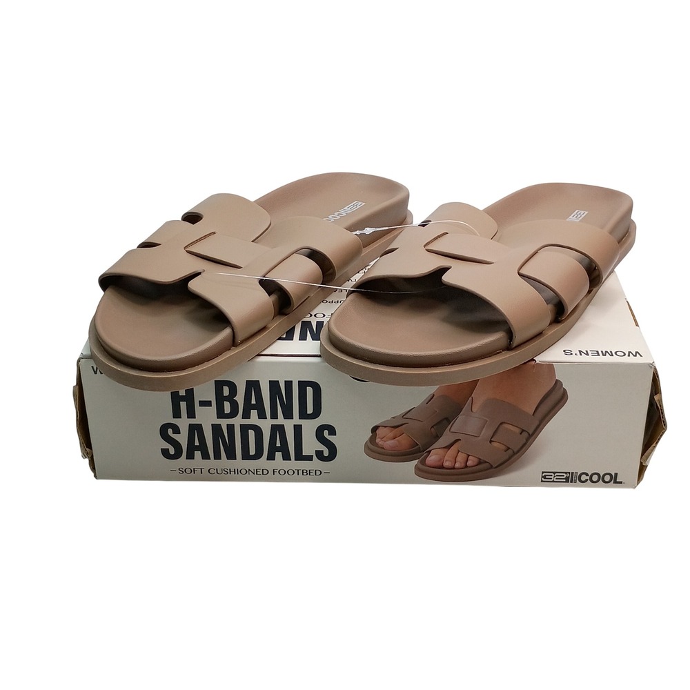 32 Degrees Cool H-Band Sandals‎ Women Size 10 Tan Cushioned Slide T6SLSSA3CE